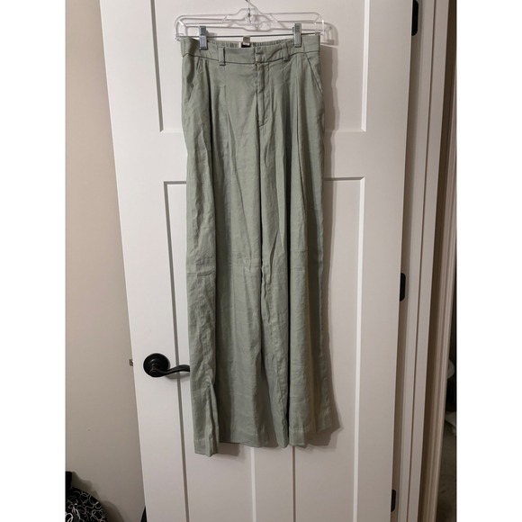 Maeve Pants - Maeve Anthropologie Sage Green Linen Blend Wide Leg Pleated Pants MP OB2056089